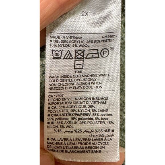 OLD NAVY Wool Blend Boat-Neck Heathered Pointelle-Knit Sweater, Olive, Sz 2X - Picture 8 of 9